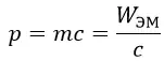 Формула импульса (количества движения) электромагнитного поля